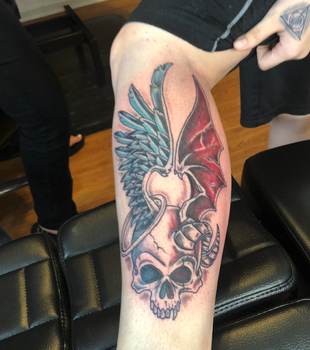 Tattoos - good and evil skull - 138351